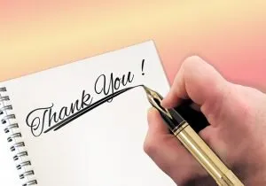 Thank you written on paper