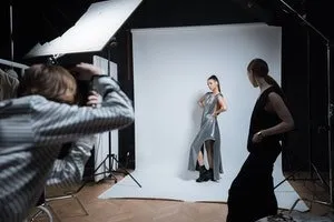 A model posing for photoshoot