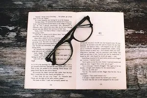 book and glasses