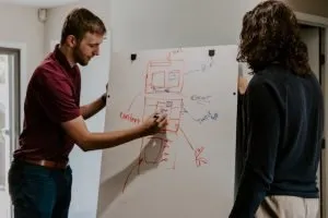 Man drawing a strategy