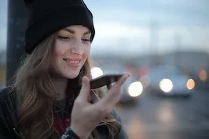 woman using voice search