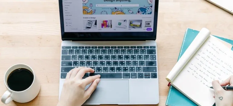 using laptop