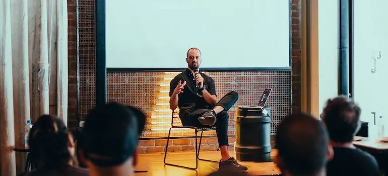 speaking in front of an audience