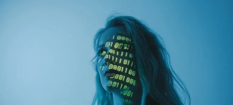 woman with reflection on her face
