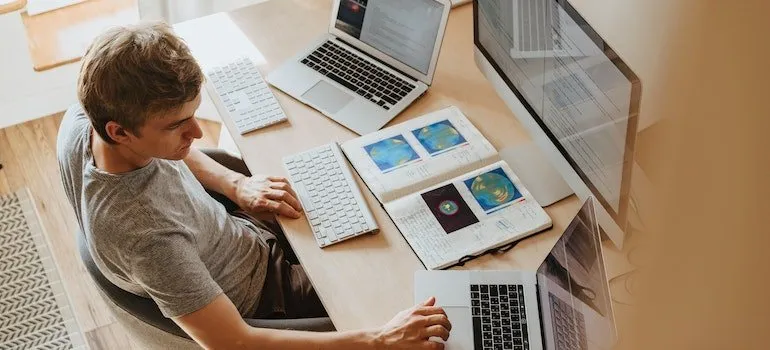 man using computers