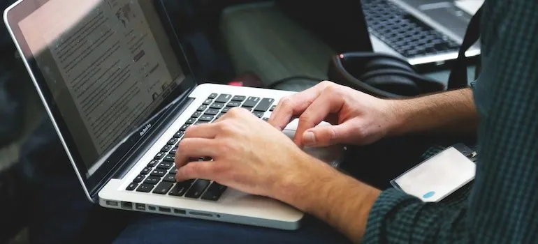 person using laptop