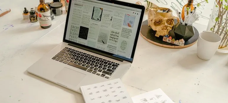 laptop on a table