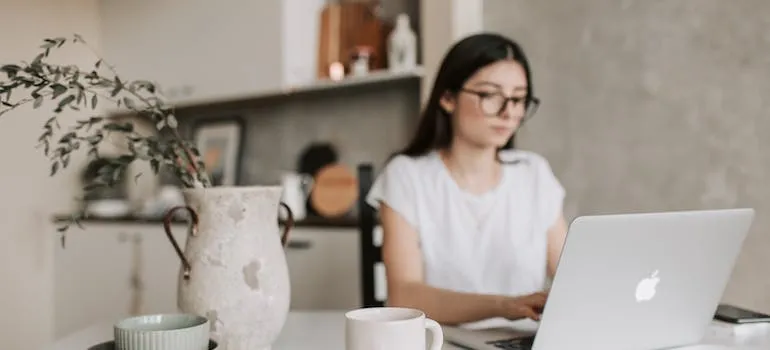 woman using laptop