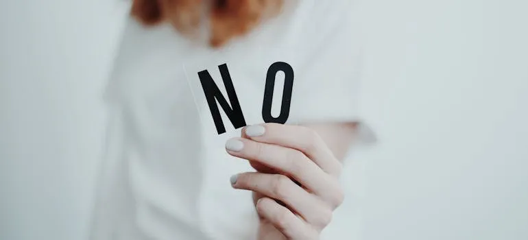woman showing no