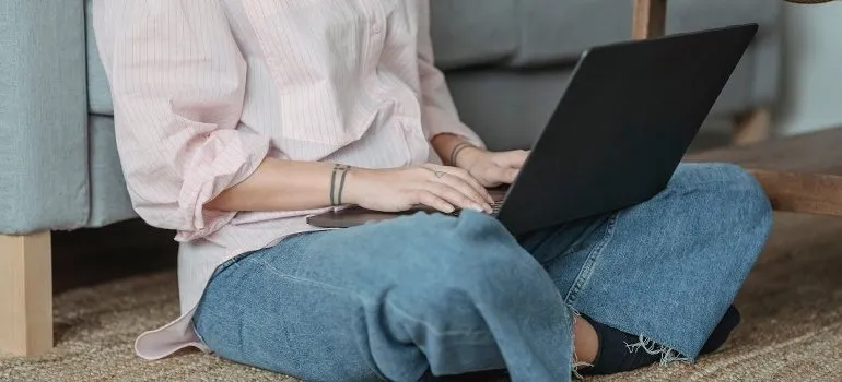 typing on computer