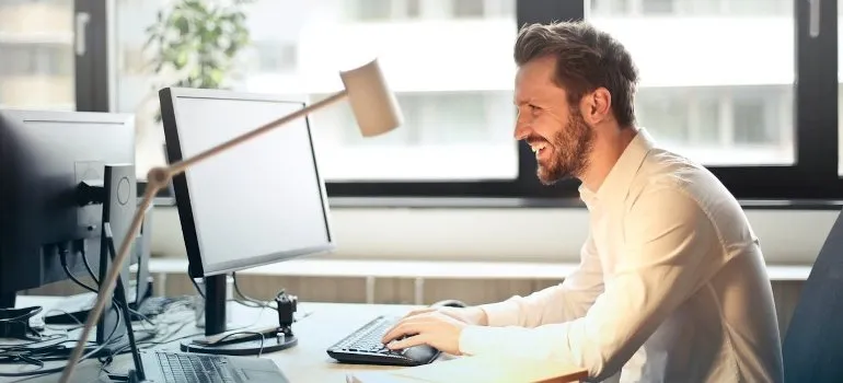happy man reading an email