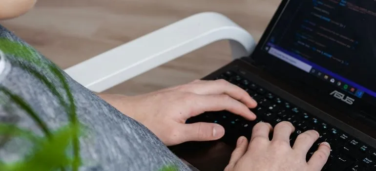 using laptop