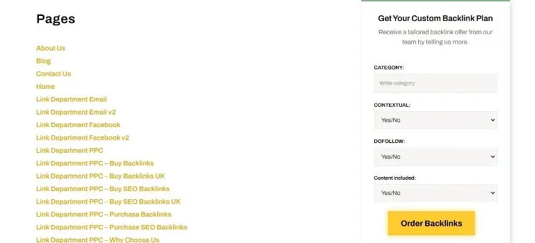 link department sitemap